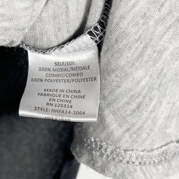 Haute Hippie Large L Mixed Media Tank Top Gray Sheer Black Back Modal Crew Neck - Picture 7 of 10